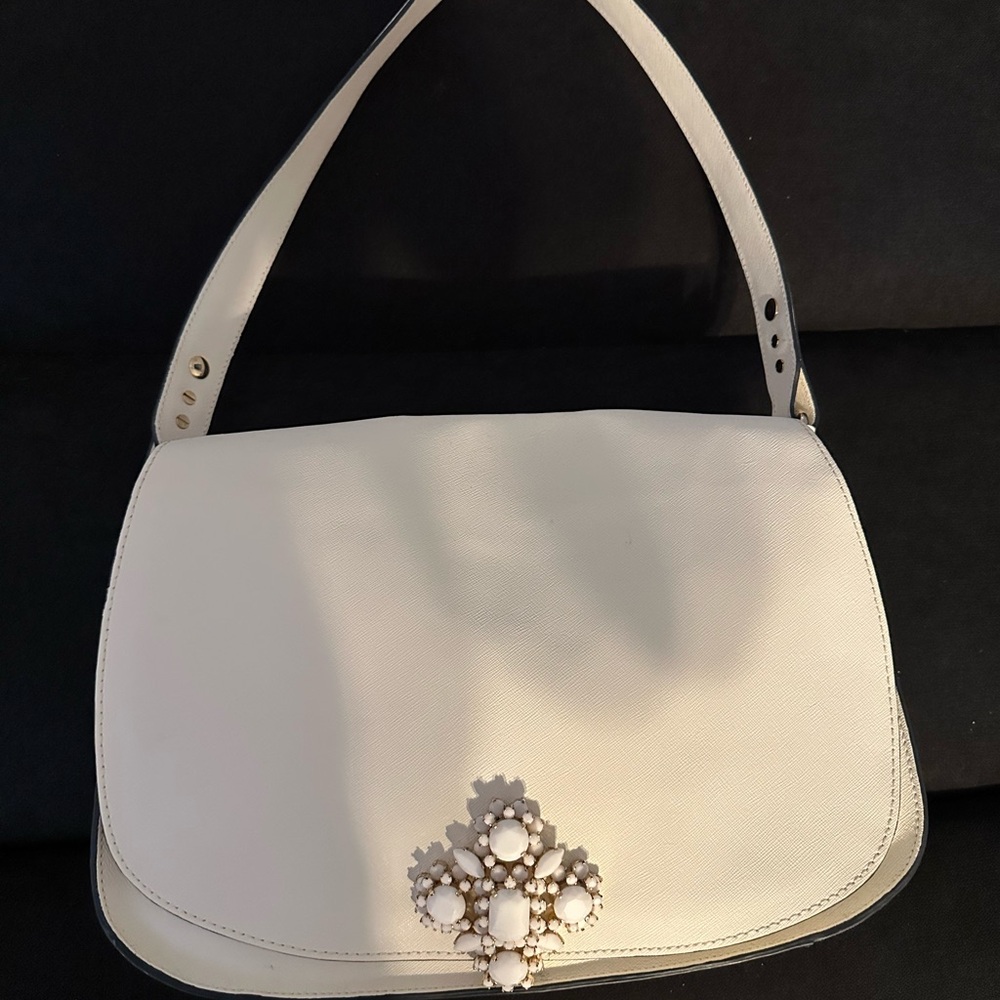 Juicy Couture White Shoulder Bag with Decorative Clasp